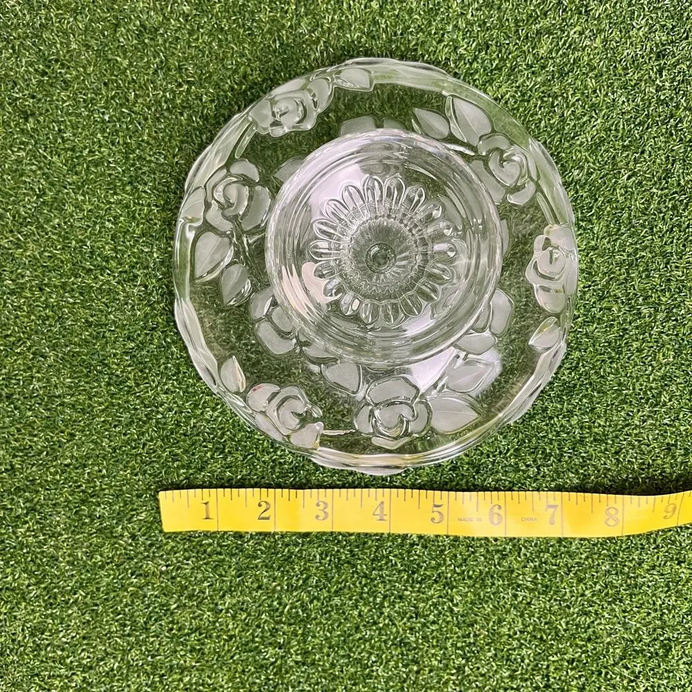 Vintage Walther Glas Georgina Frosted Rose Glass Pedestal Dish Bowl